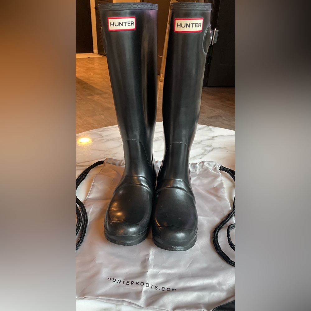 Hunter Women's Original Tall Matte Boots, Black, EU Size 38 - Picture 2 of 16